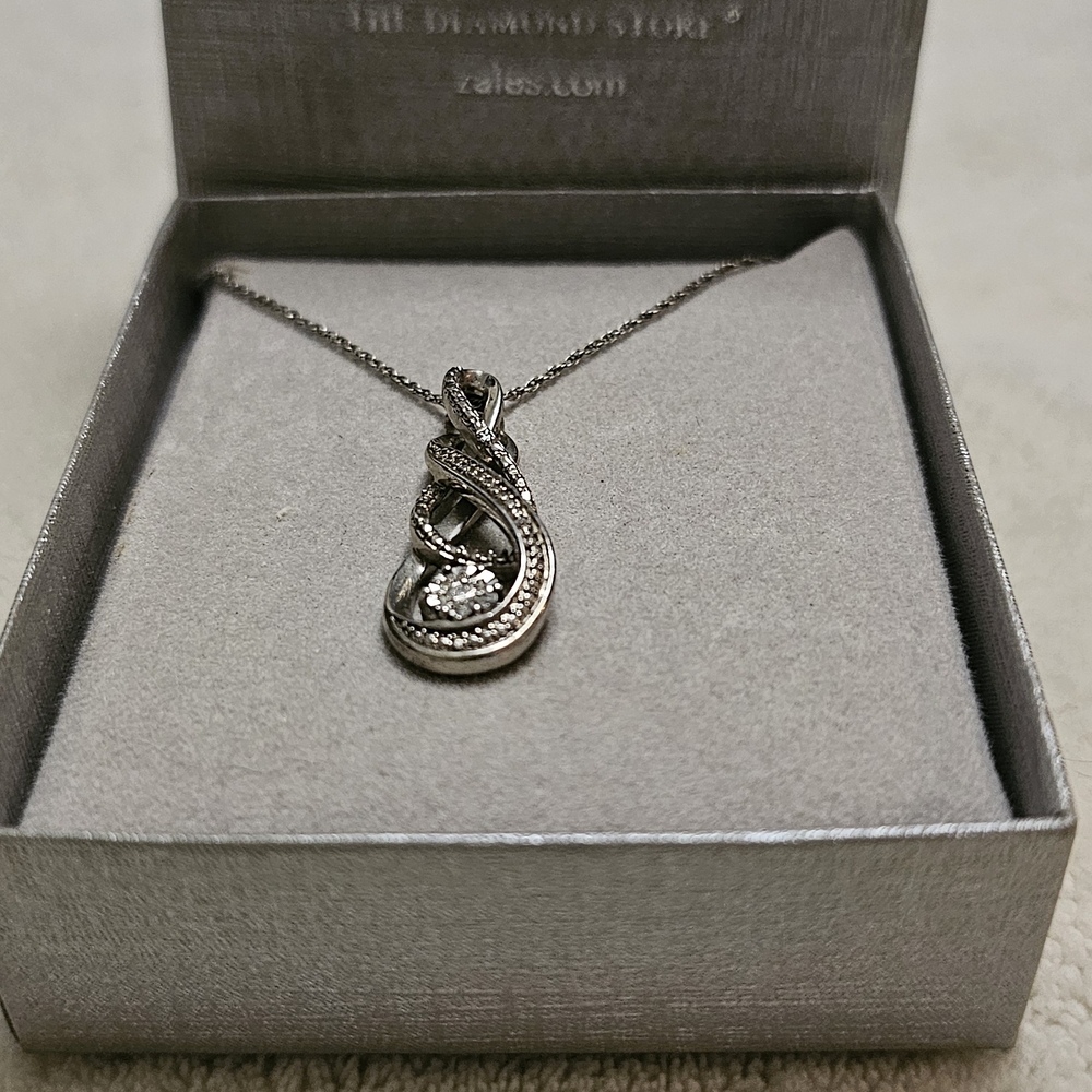 Zales Silver Teardrop Crystal Necklace